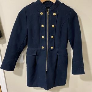 MEXX girl’s XL coat navy blue with gold button detail